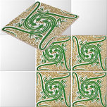 Victorian Era Art Nouveau Four Lizards Pattern Ceramic Tile<br><div class="desc">This is a digitally enhanced print pattern design derived from an antique Victorian era art nouveau or arts and crafts style lizard design by Maurice Pillard Verneuil. You can customise the background colour.</div>