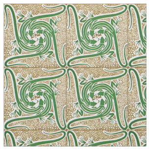 Victorian Era Art Nouveau Four Lizards Pattern Fabric
