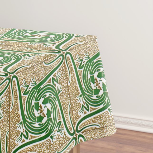 Victorian Era Art Nouveau Four Lizards Pattern Tablecloth (In Situ)
