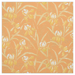 Victorian Era Art Nouveau Iris Floral Pattern Fabric