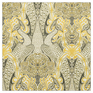 Victorian Era Art Nouveau Peacocks & Honeysuckle Fabric