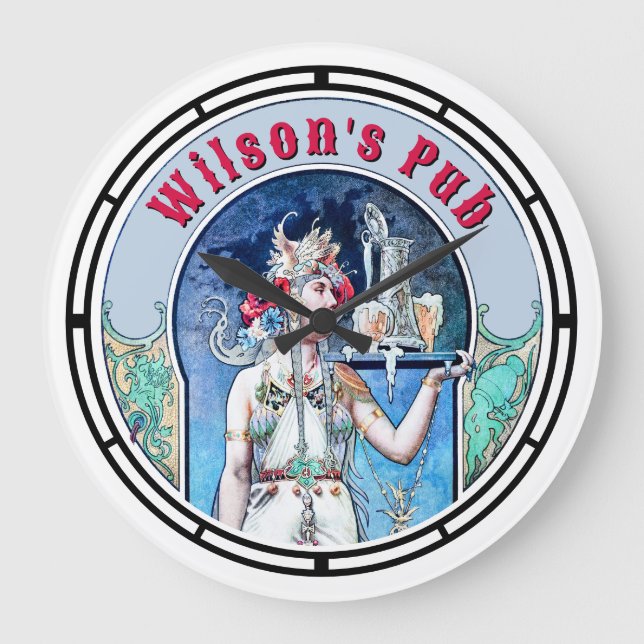 Victorian Era Art Nouveau Pub Large Clock (Front)