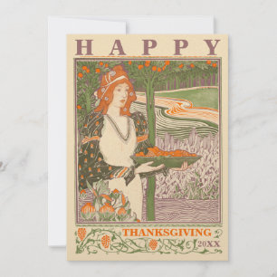 Victorian Era Art Nouveau Thanksgiving Holiday Card