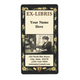Victorian Era Art Nouveau Woman Ex-Libris Template