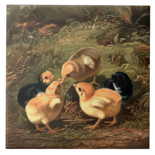 Victorian Era Baby Chickens Ceramic Tile