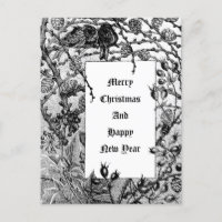 Victorian Era Birds & Winter Berries in Snow 