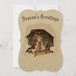 Victorian Era Cats & Umbrella Holiday Card