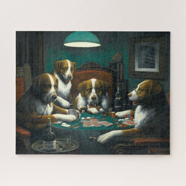 Victorian Era Dogs Playing Poker by Coolidge Jigsaw Puzzle (Horizontal)