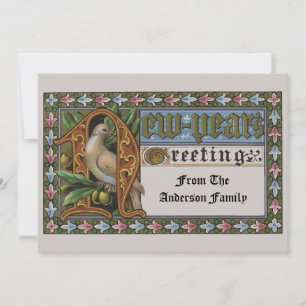 Victorian Era Dove On Olive Branch New Year Holiday Card