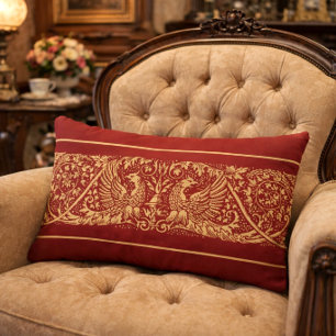 Victorian Era Eagles Foliage Frieze Lumbar Cushion