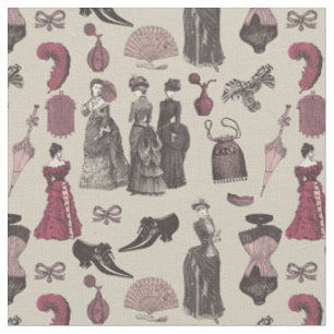 victorian era fashion women toile beige fabric