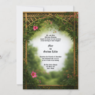 Victorian Era Floral Pergola Frame Wedding Invitation