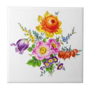 Victorian Era Flowers Ceramic Tile