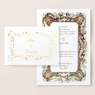 Victorian Era Gold Wedding Invitations Template