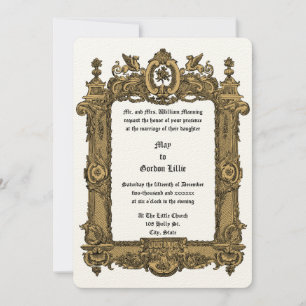 Victorian Era Griffin Rocaille Frame Wedding Invitation