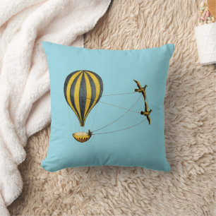 Victorian Era Hot Air Balloon Steampunk Cushion