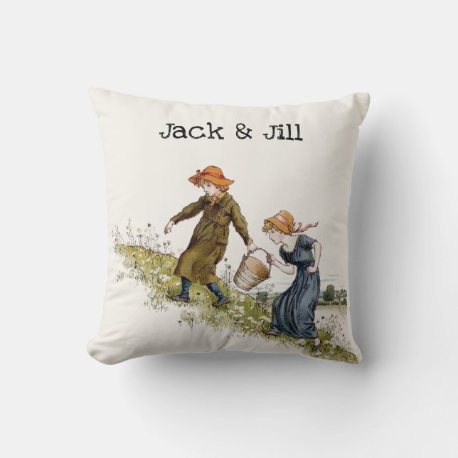 Victorian Era Jack & Jill by Kate Greenaway Cushion (Front)