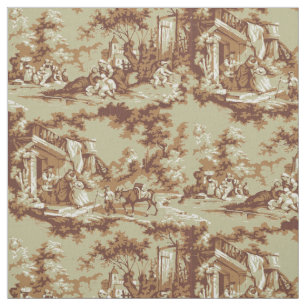 Victorian Era Landscape Vignettes of Village Life Fabric