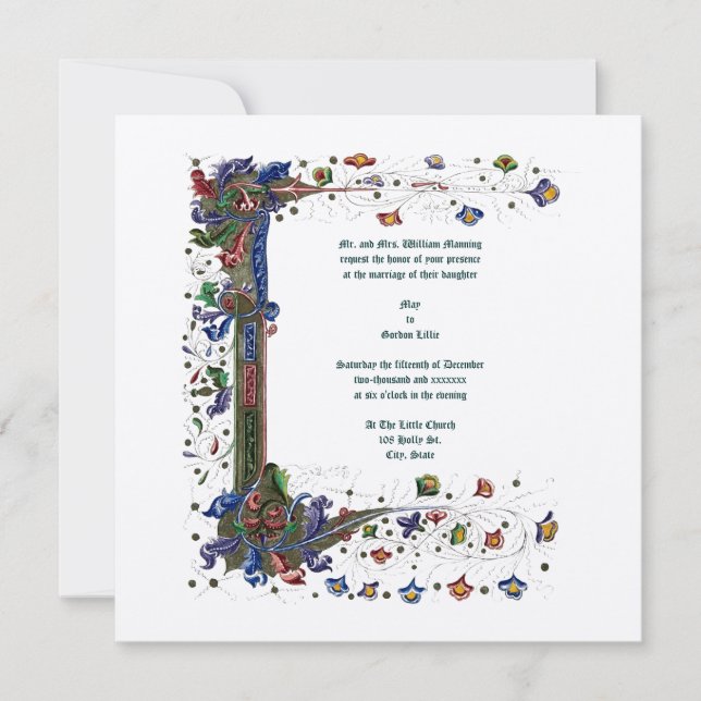 Victorian Era Mediaeval Style Invitation (Front)