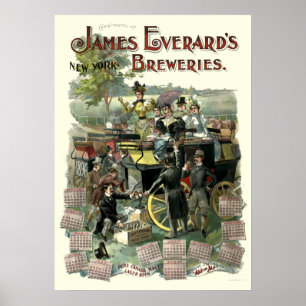 Victorian Era New York Brewery 1896 Calendar Poster