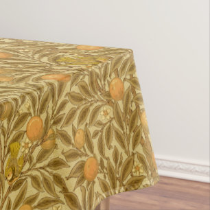 Victorian Era Orange Fruit Blossoms Birds Pattern Tablecloth