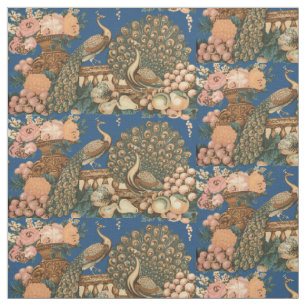 Victorian Era Peacocks, Fruit & Flowers Pattern Fabric