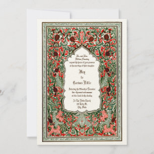 Victorian Era Pomegranate Border Wedding Invitation