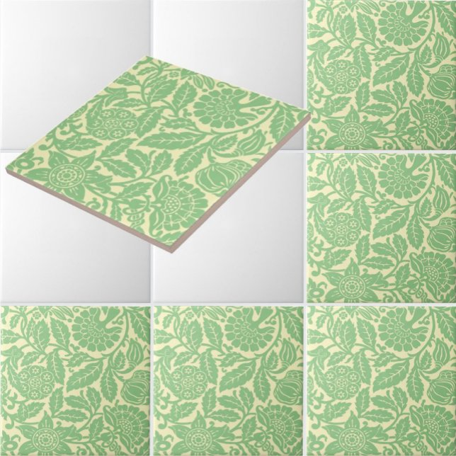 Victorian Era Pomegranate & Floral Chintz Pattern Ceramic Tile (Creator Uploaded)