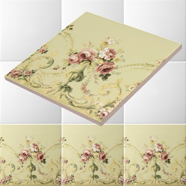 Victorian Era Rose Bouquet Frieze Pattern Ceramic Tile (Creator Uploaded)