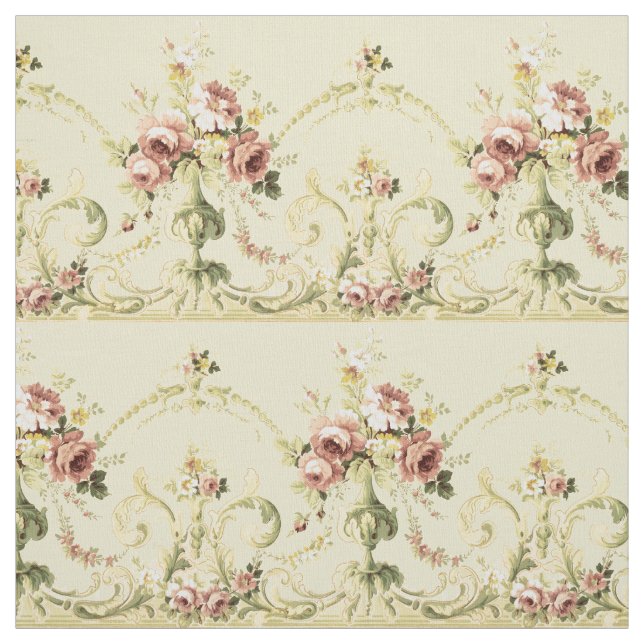 Victorian Era Rose Bouquet Frieze Pattern Fabric (Swatch)
