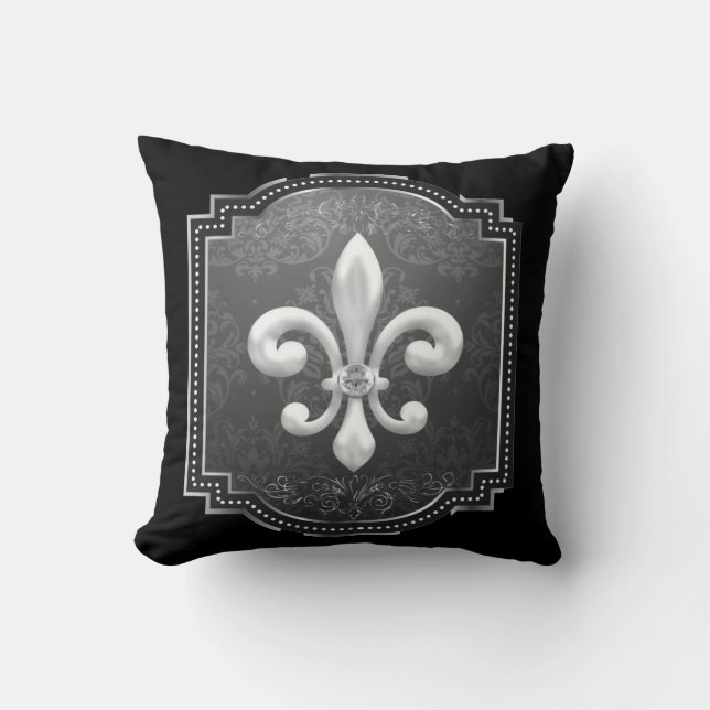 Victorian Era throw pillow with Fleur de Lis (Front)