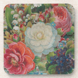 Victorian Era Valentine's Card, Floral Bouquet Coaster