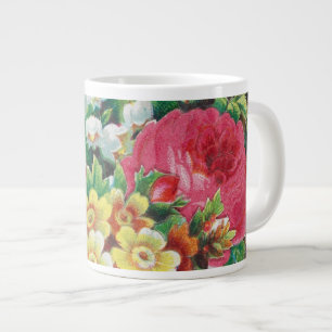 Victorian Era Valentine's Card, Floral Bouquet Large Coffee Mug