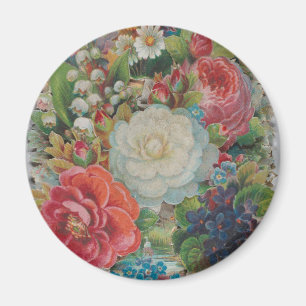 Victorian Era Valentine's Card, Floral Bouquet Magnet
