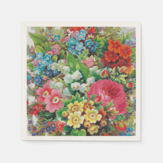 Victorian Era Valentine's Card, Floral Bouquet Napkin