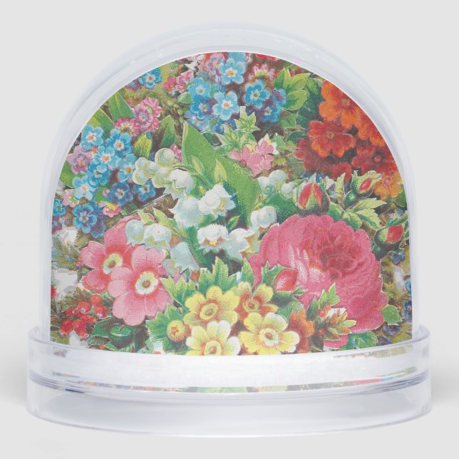 Victorian Era Valentine's Card, Floral Bouquet Snowglobe (Front)