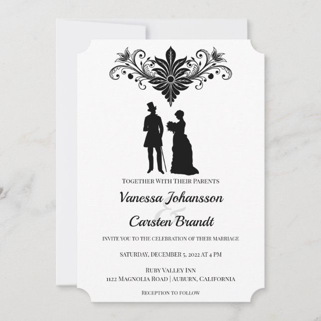 Victorian Era Vintage Wedding Invitation (Front)