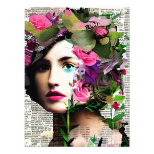 Victorian Era Vintage Woman with Pink Flowers Photo Print