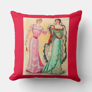 Victorian evening wear print cushion
