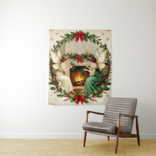 Victorian Fairies Christmas Spirirt Tapestry