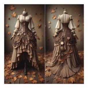 Victorian Fall Leaves Fashion Design Photo Print