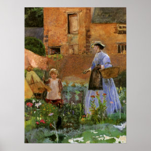 Victorian Family, A Garden in Cookham by Pinwell Poster