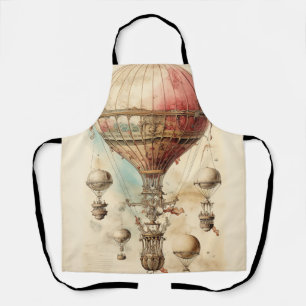 Victorian Fantasy Airship - Pink, Beige & Sepia Apron