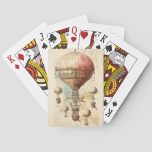 Victorian Fantasy Airship - Pink, Beige & Sepia Playing Cards
