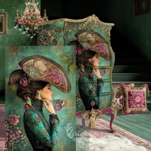 Victorian Fantasy Portrait Butterflies Baroque Tissue Paper