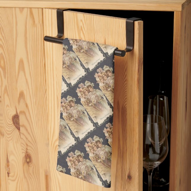 Victorian Fashion Vintage Christmas Kitchen Towels (Thirds Fold)