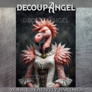 Victorian Female Flamingo -Decoupage- Tissue Paper