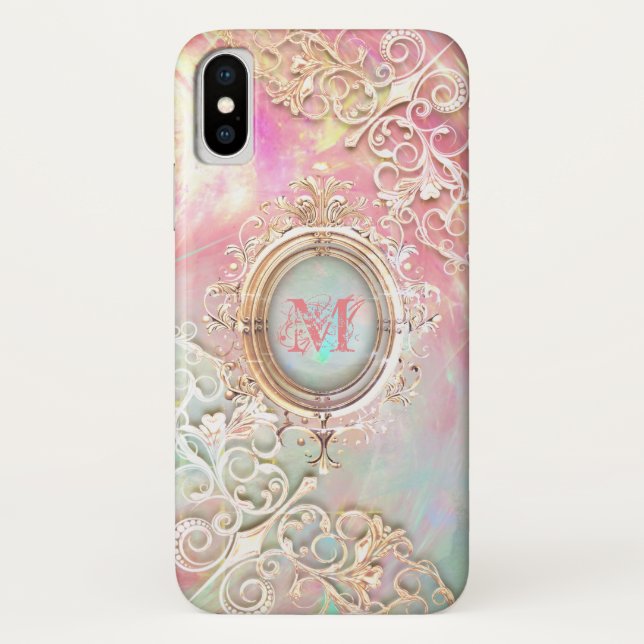 Victorian filigree opalescent gemstone Case-Mate iPhone case (Back)