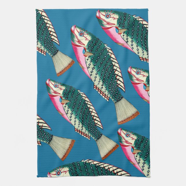 Victorian Fish Apron Tea Towel (Vertical)