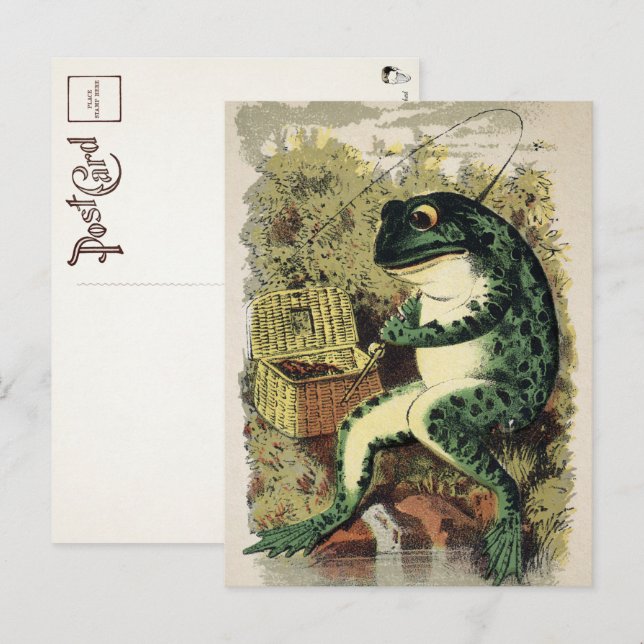Victorian Fishing Frog Postcard  (Front/Back)
